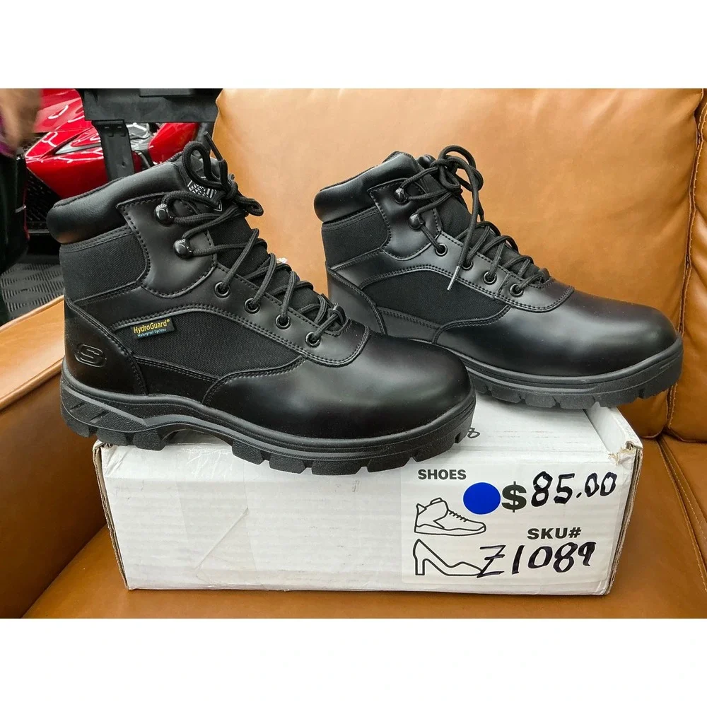 Skechers Wascana Benen Work Boots Mens 9.5 Black New Waterproof Tactical 77526W